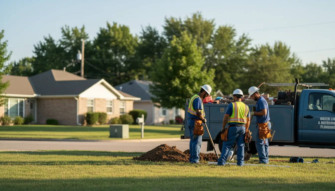 Residential water line and bathroom plumbing service in Mcloud, OK
